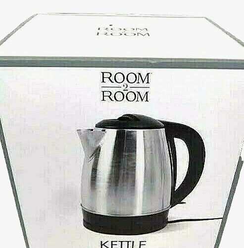Room 2 Room Coffee Tea Kettle Silver Black 60 Oz 1500 W Electric Safe Lock Lid