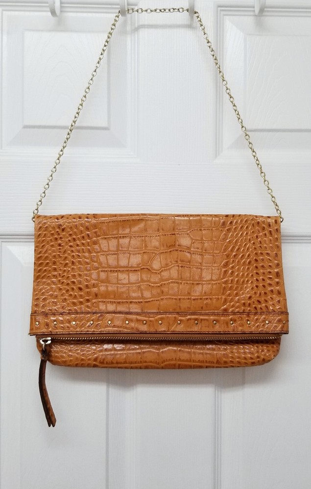 Vintage Halogen Leather Croc Embossed Handbag
