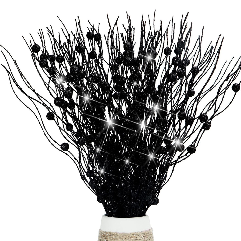 10 Pcs Artificial Glitter Berry Stems for Christmas Tree Picks Curly Sprays F...