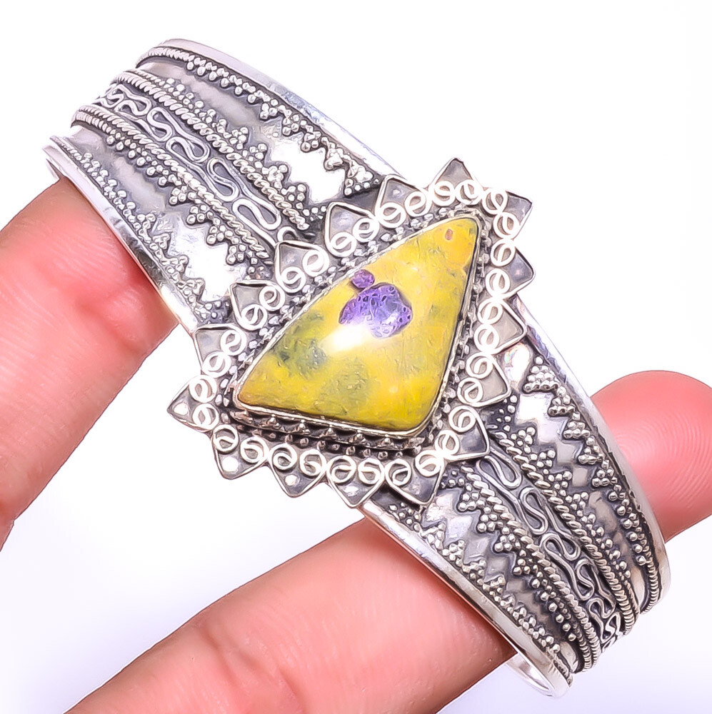 Atlantisite Stichite Gemstone 925 Sterling Silver Handmade Cuff Adst. T52 A381