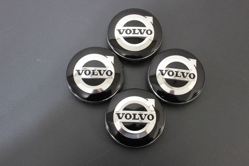 92-15 SET OF 4 VOLVO BLACK CENTER WHEEL HUB CAPS COVER LOGO RIMS V40-V90 XC90 XC
