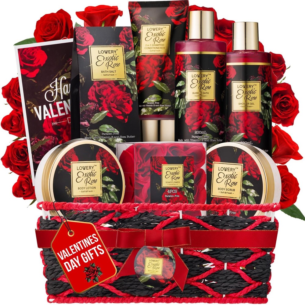 Valentines Day Gifts for Her - Exotic Rose Valentine Gift Basket Large-image