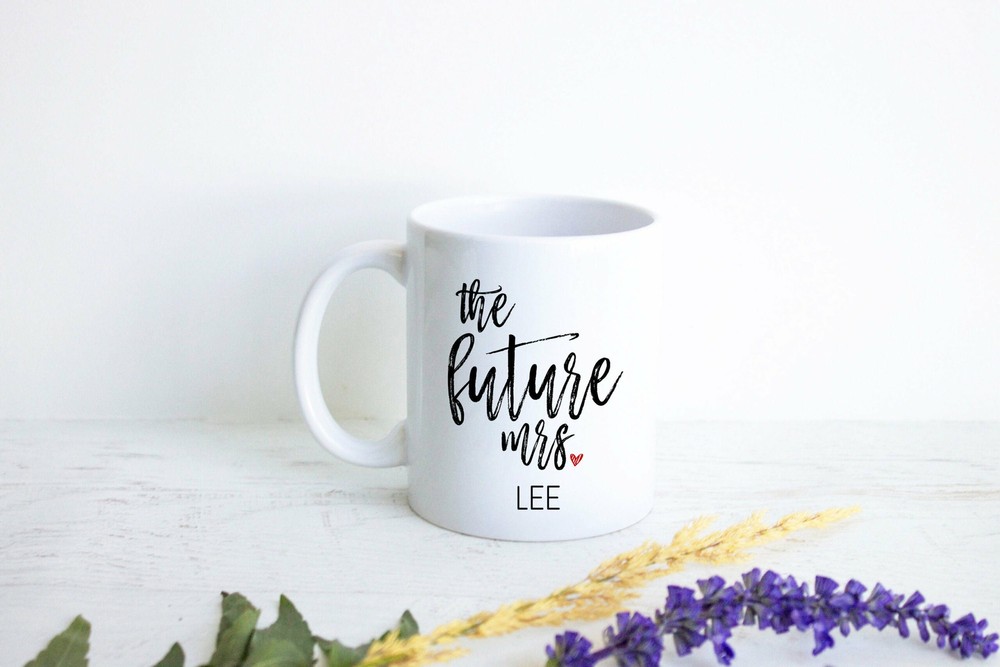 Future Mrs. Mug Elegant Chic Engagement Mug Personalized Bride Engagement Gift