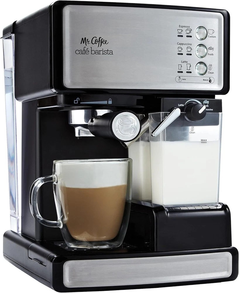 Mr. Coffee Espresso Cappuccino Machine Programmable Coffee Maker Milk Frother
