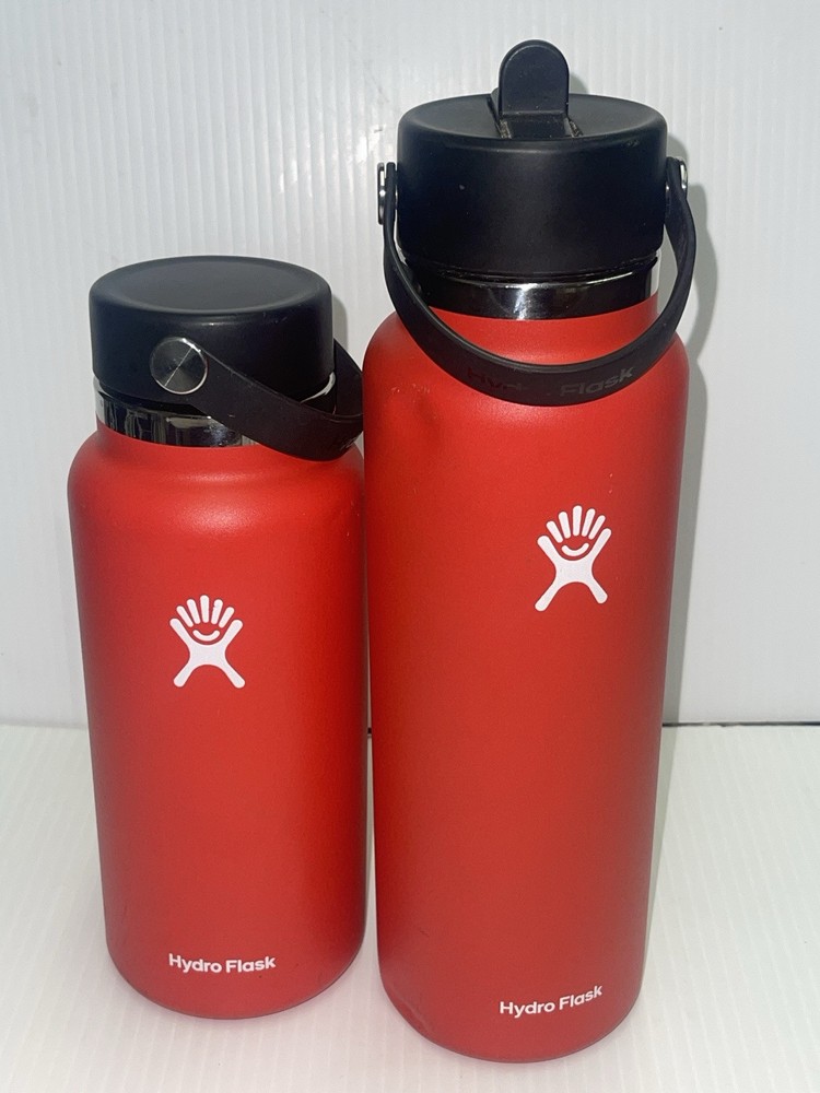 Red Hydro Flask Wide Mouth Water Bottle Set - 40oz & 32oz Stainless Steel