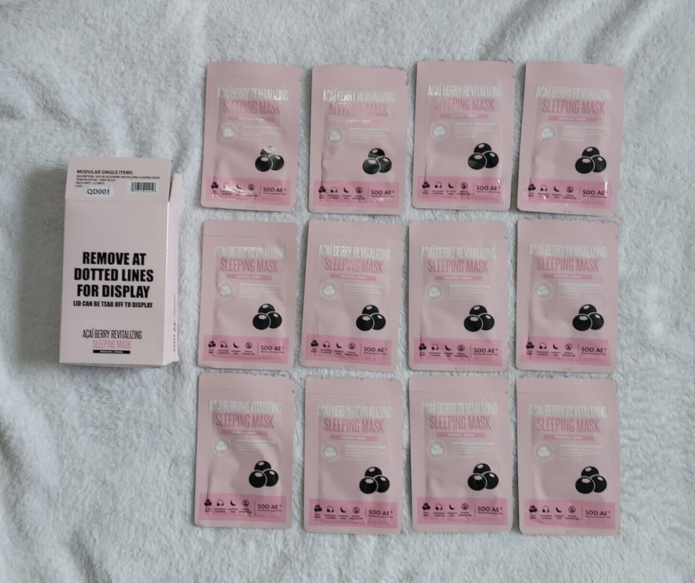 Soo’AE Açaí Berry Revitalizing Sleeping Mask; 12  Pack.
