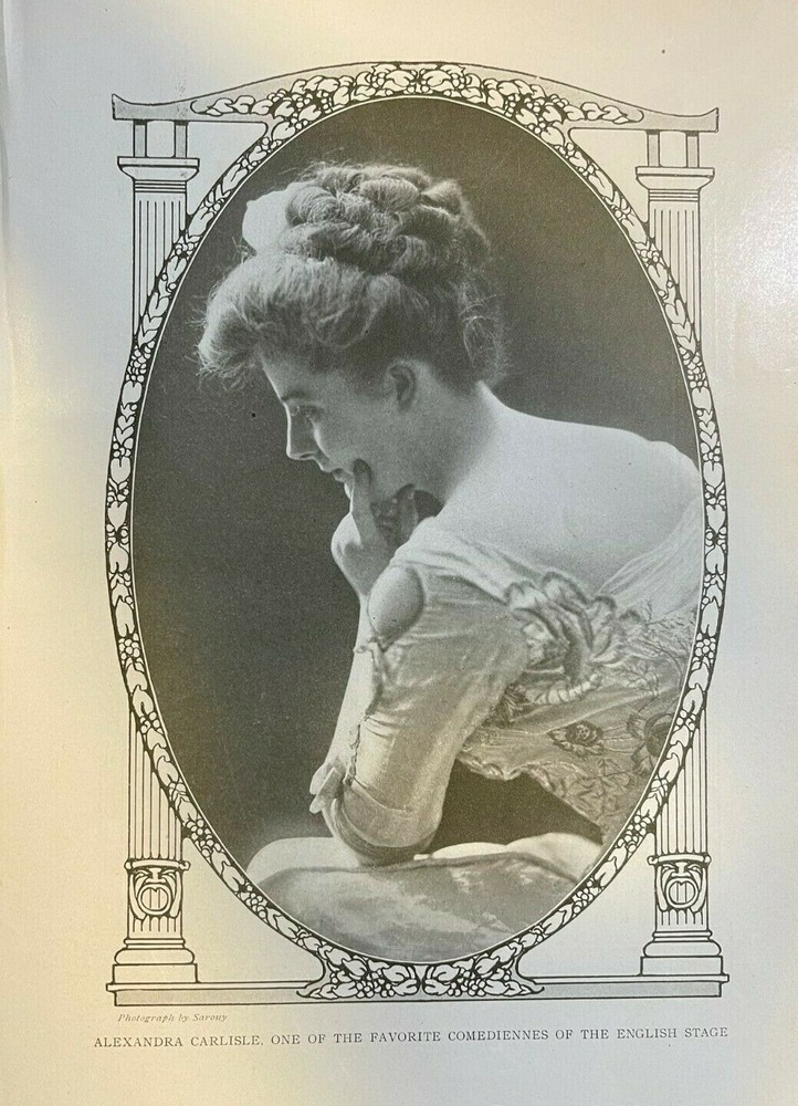 1909 Vintage Magazine Illustration Actress Alexandra Carlisle