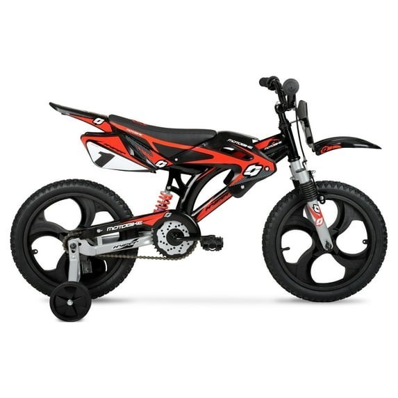 16 Inch Steel Frame Kids Bike with Training Wheels Unisex Dirt Bike