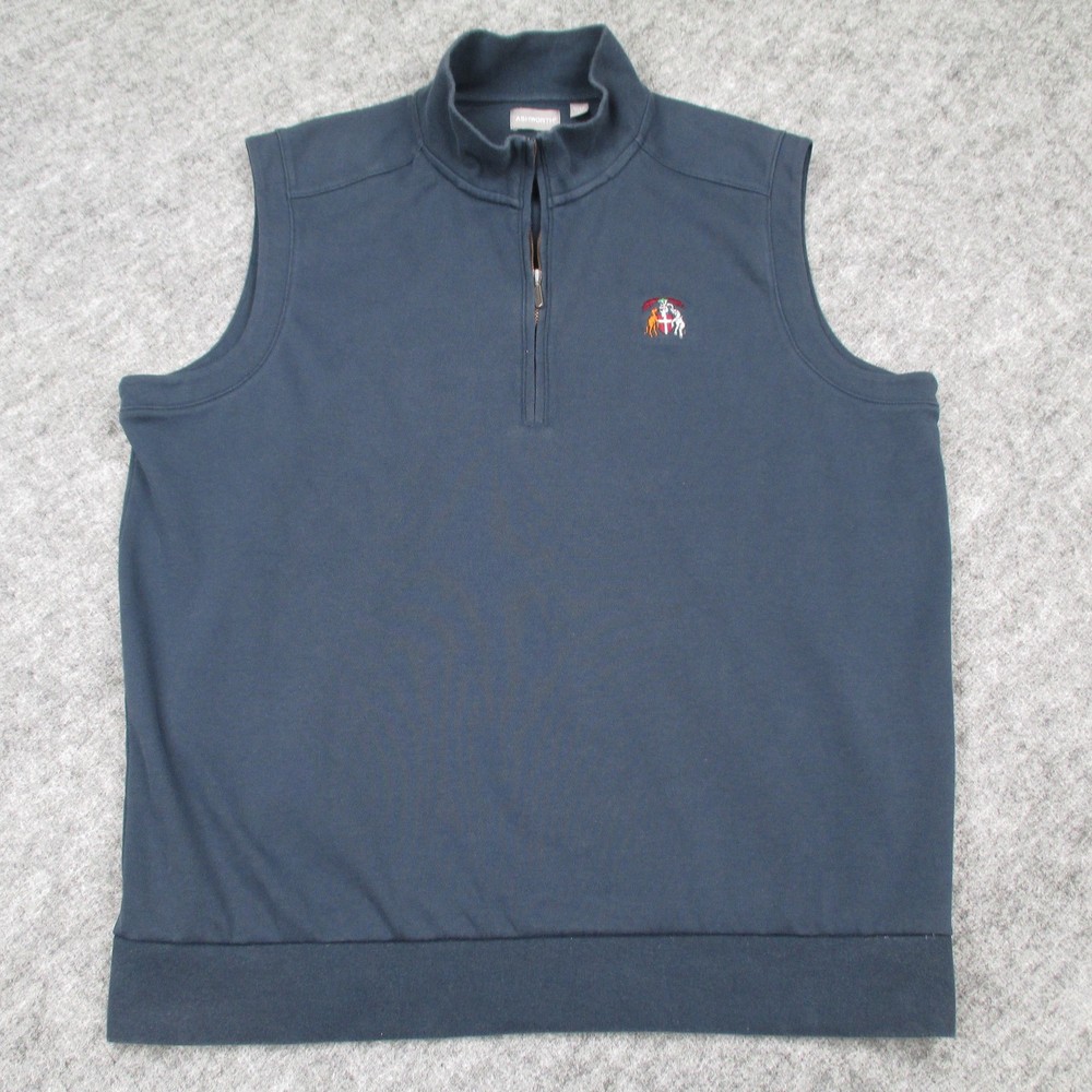Ashworth Pullover Vest Mens Large Blue Quarter Zip Golf Embroidered Crest Logo