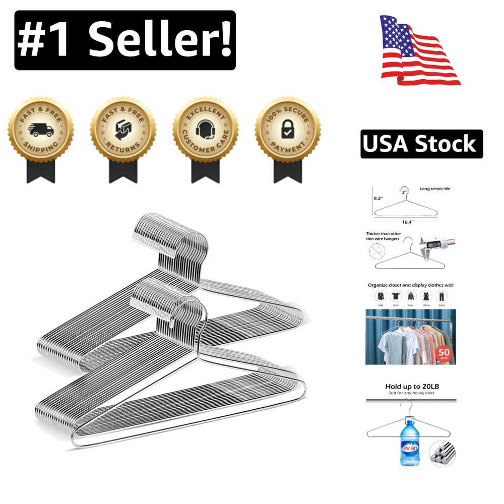 50-Pack Waterproof Stainless Steel Triangle Hangers - Holds 20 LB