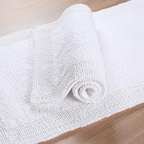 Cotton Bathroom Mat Set, Reversible Water Absorbent Bath (17x24