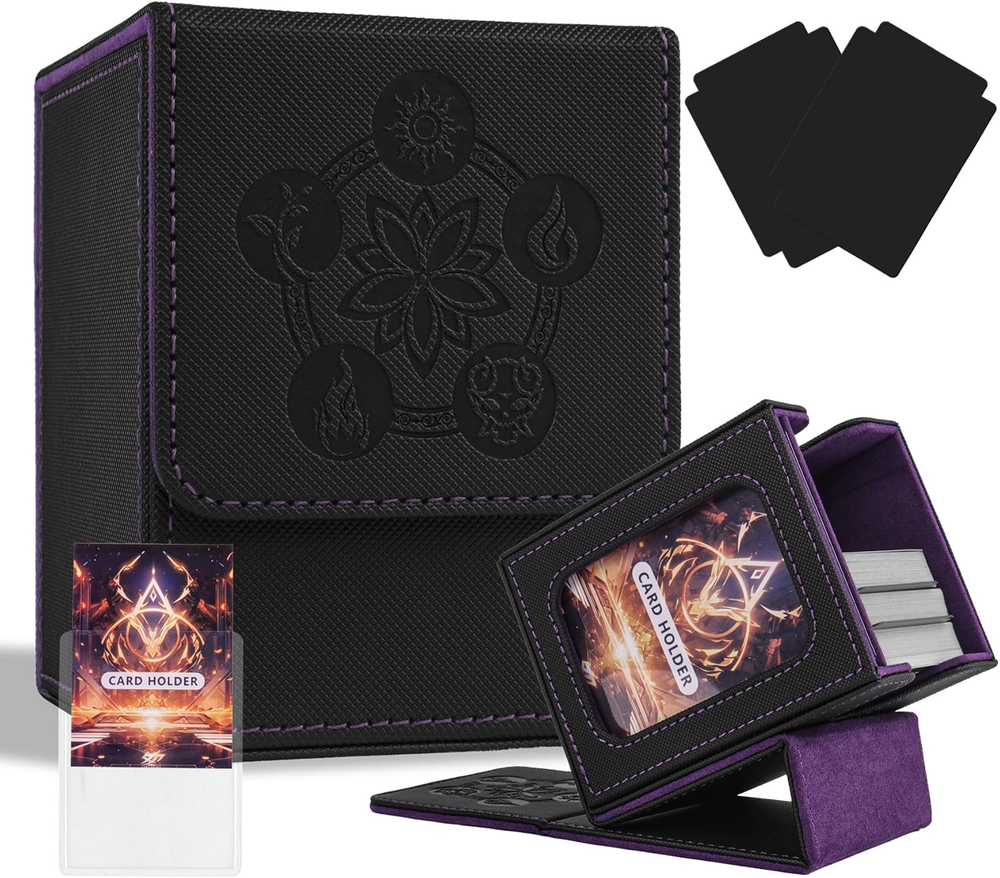 MTG Deck Box with Commander Display Window, Card Deck Box Fits 100+ Double Sleev