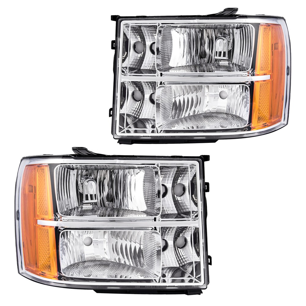 US 2x Chrome Front Headlight Assemblies For GMC Sierra 2500 3500 HD 1500