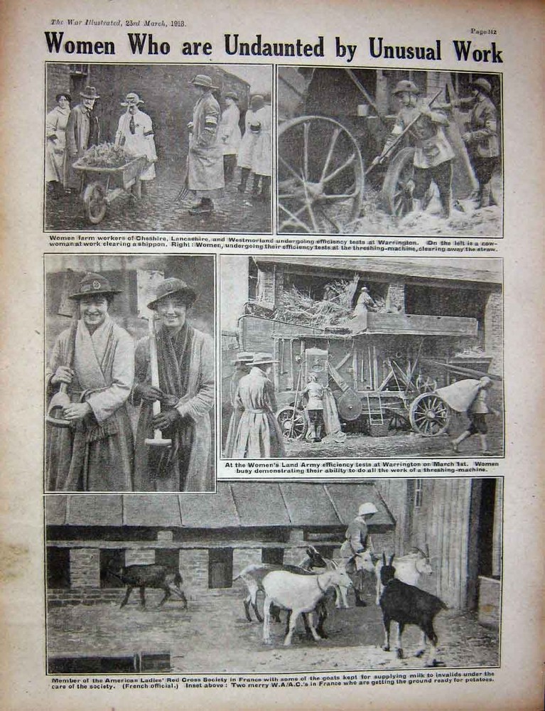 Original Old Vintage Print Ww1 1918 British Siers French Quentin Women Workers