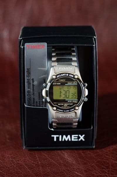 TIMEX Atlantis 100 Indiglo Digital Watch Stainless Case One Owner Used