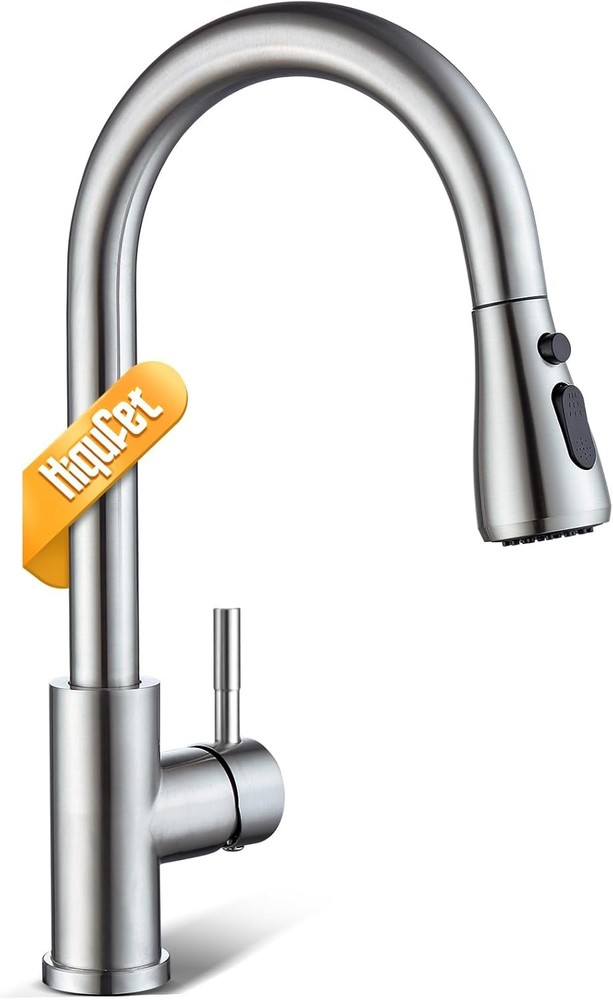 Brushed Nickel High Arc Single Handle Kitchen Faucet with Pull Down Sprayer