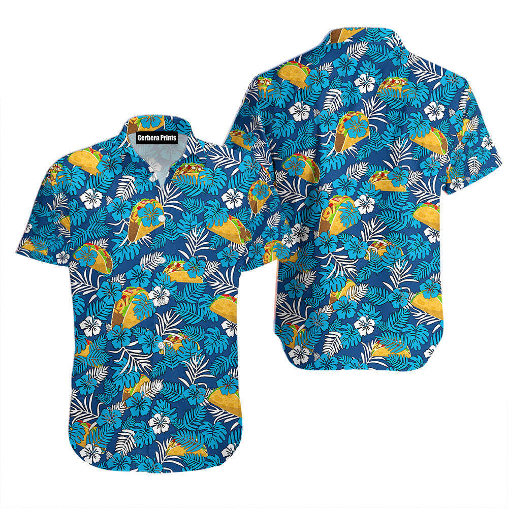 Mexican Taco Tropical Blue Hawaiian Shirt For Men US Size Summer Style