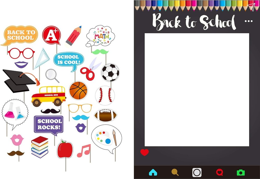 Back to School Photo Booth Props with Frame Pack for First Day-image