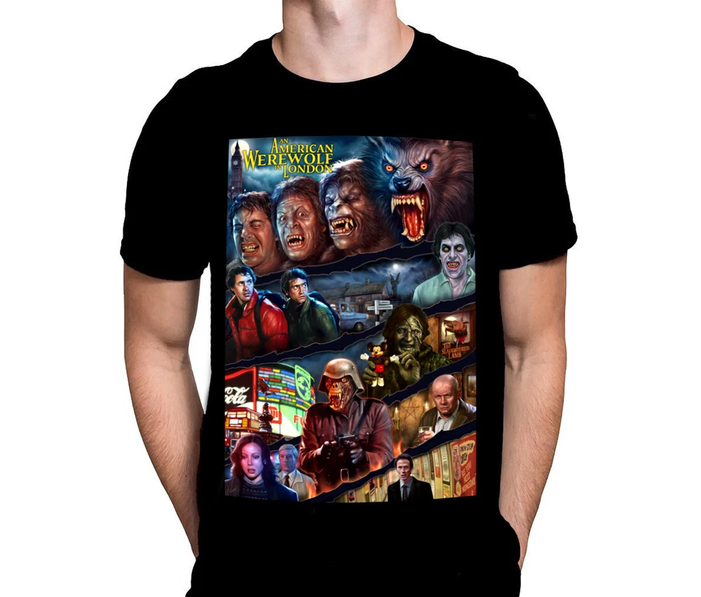 80's Horror Halloween T-Shirt - AN AMERICAN WEREWOLF MONTAGE - Sizes S - 4XL