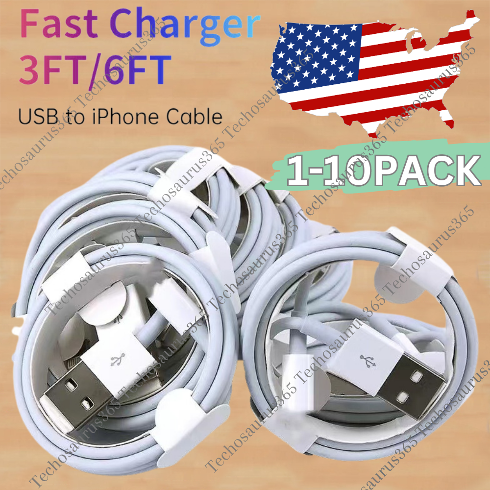 10PACK USB Charger Cable For iPhone 14 13 12 11 Pro Max XR 8 7 6 5 Charging Cord