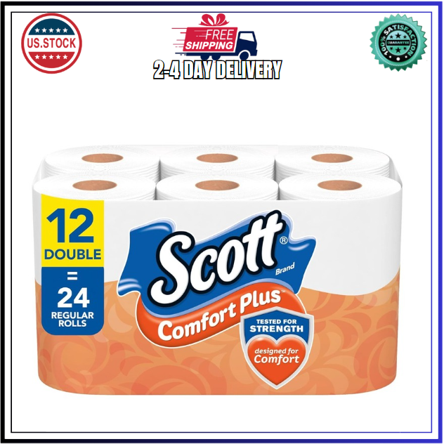 Scott ComfortPlus Septic-Safe Thick Unscented Toilet Paper 12 Rolls