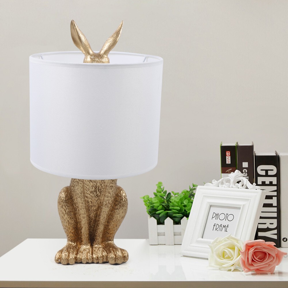 Gold Rabbit Bunny Table Lamp Reading Eyes Protect Lamp Bedside Night Light USA