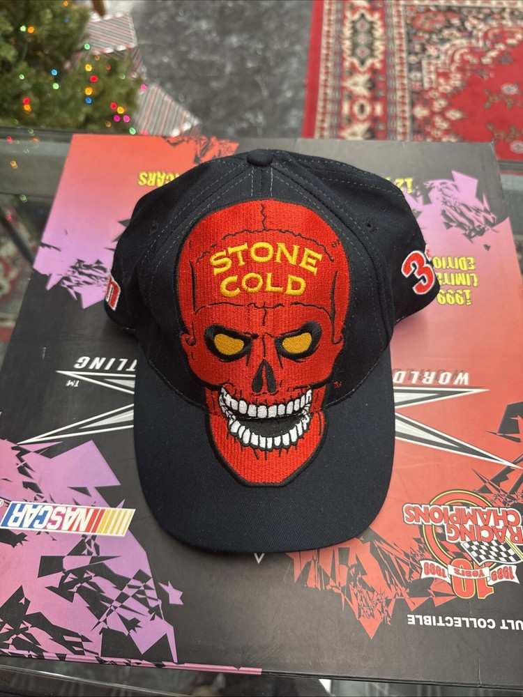 Vintage WWF 2001 STONE COLD 3:16 BLACK WRESTLING Strap HAT Cap Steve Austin Y2K
