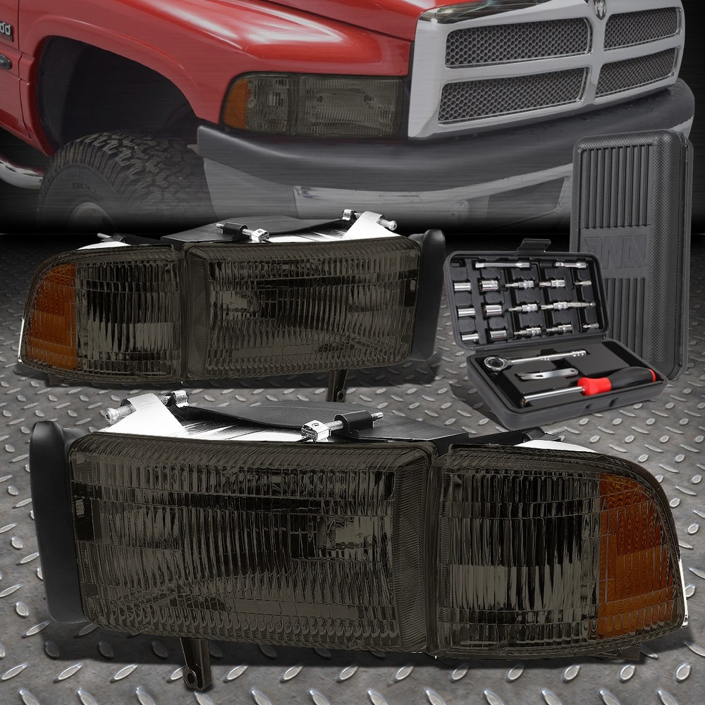 94-02 Dodge Ram Smoked Amber Corner Headlights with Tool Kit