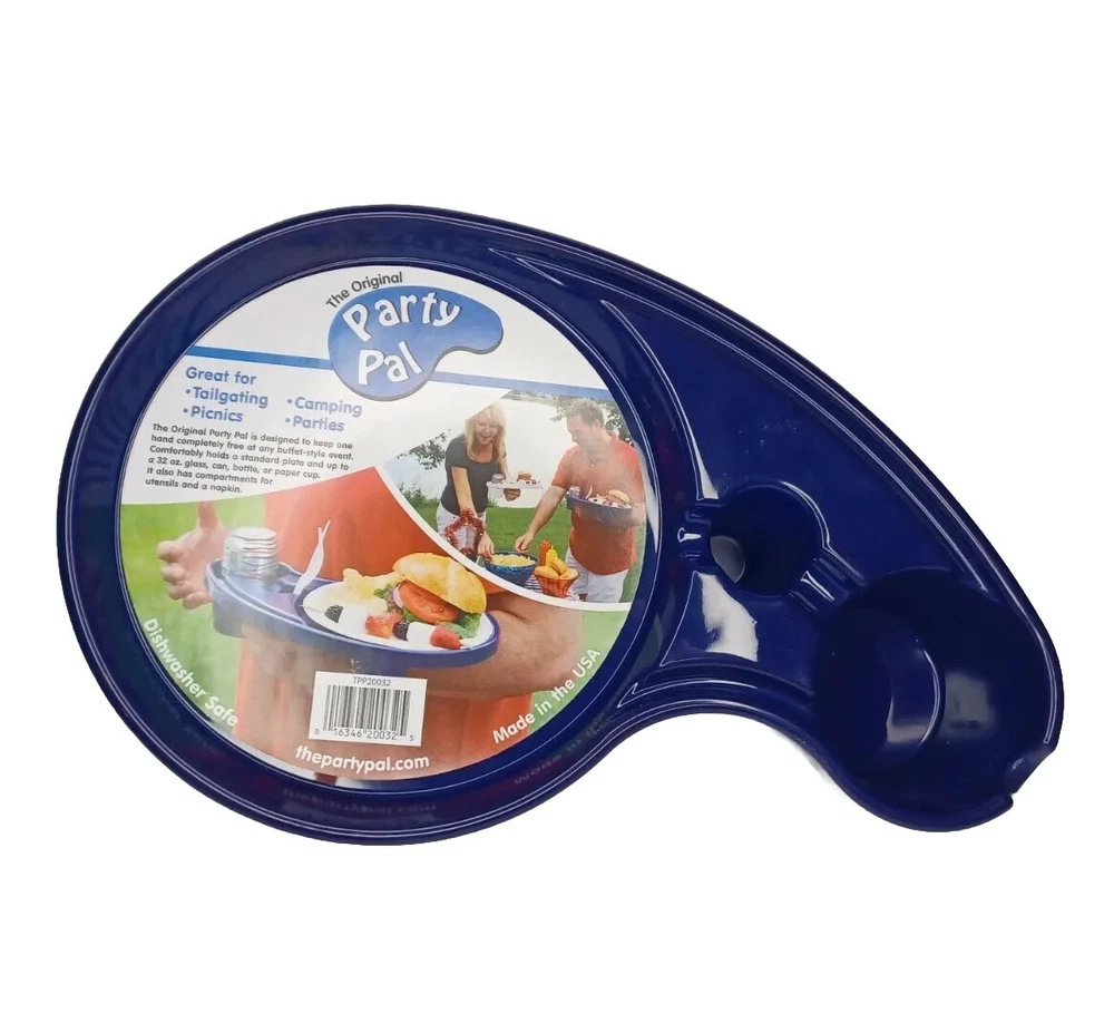 Set of 4 Party PAL Plate Trays Tailgating Camping Picnics Parties Navy Blue