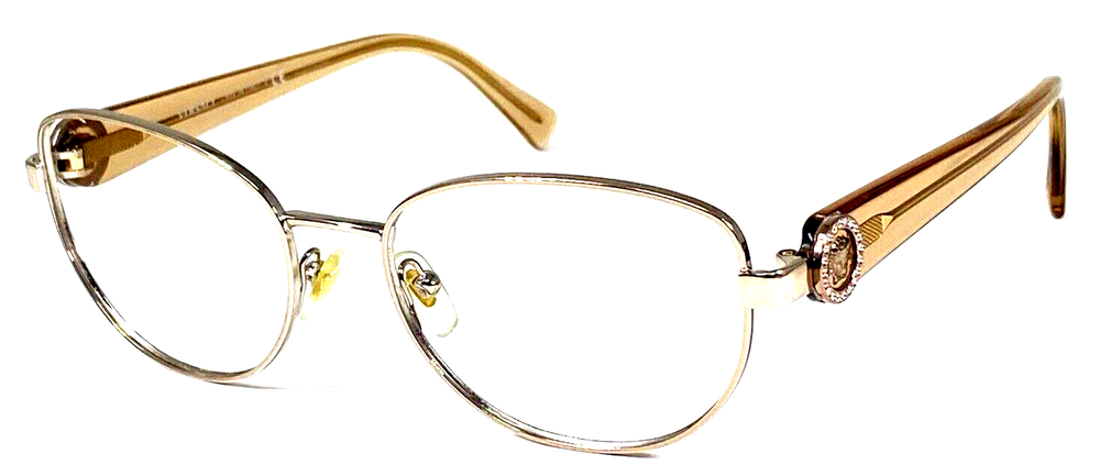 VERSACE MOD.1246-B 1052 Italy Brown Beige Crystal Eyeglasses Frame 52-17-135
