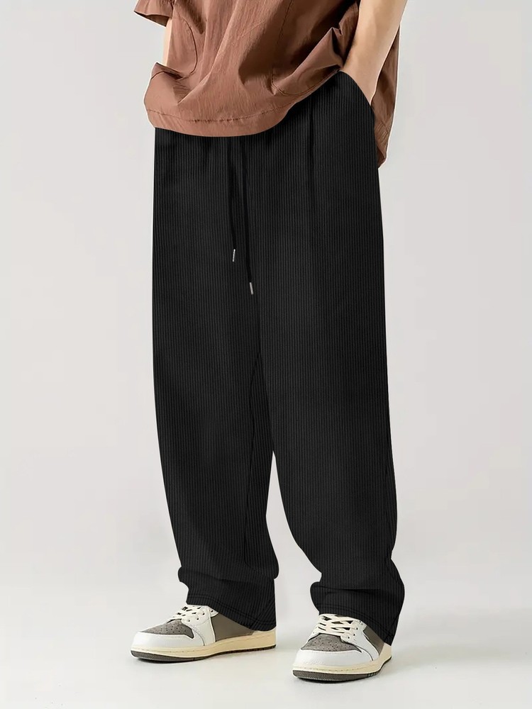 Men's Casual Corduroy Sweatpants with Drawstring - Baggy Straight Fit