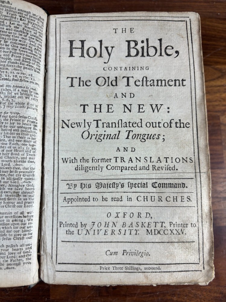 KJV Bible Printed 1726, In Oxford By John Baskett, Herbert 976