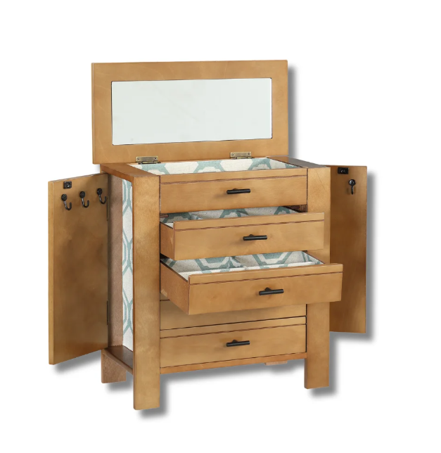 Women Jewelry Chest Organizer Necklace Storage Cabinet Boxes Drawers Mirror NEW