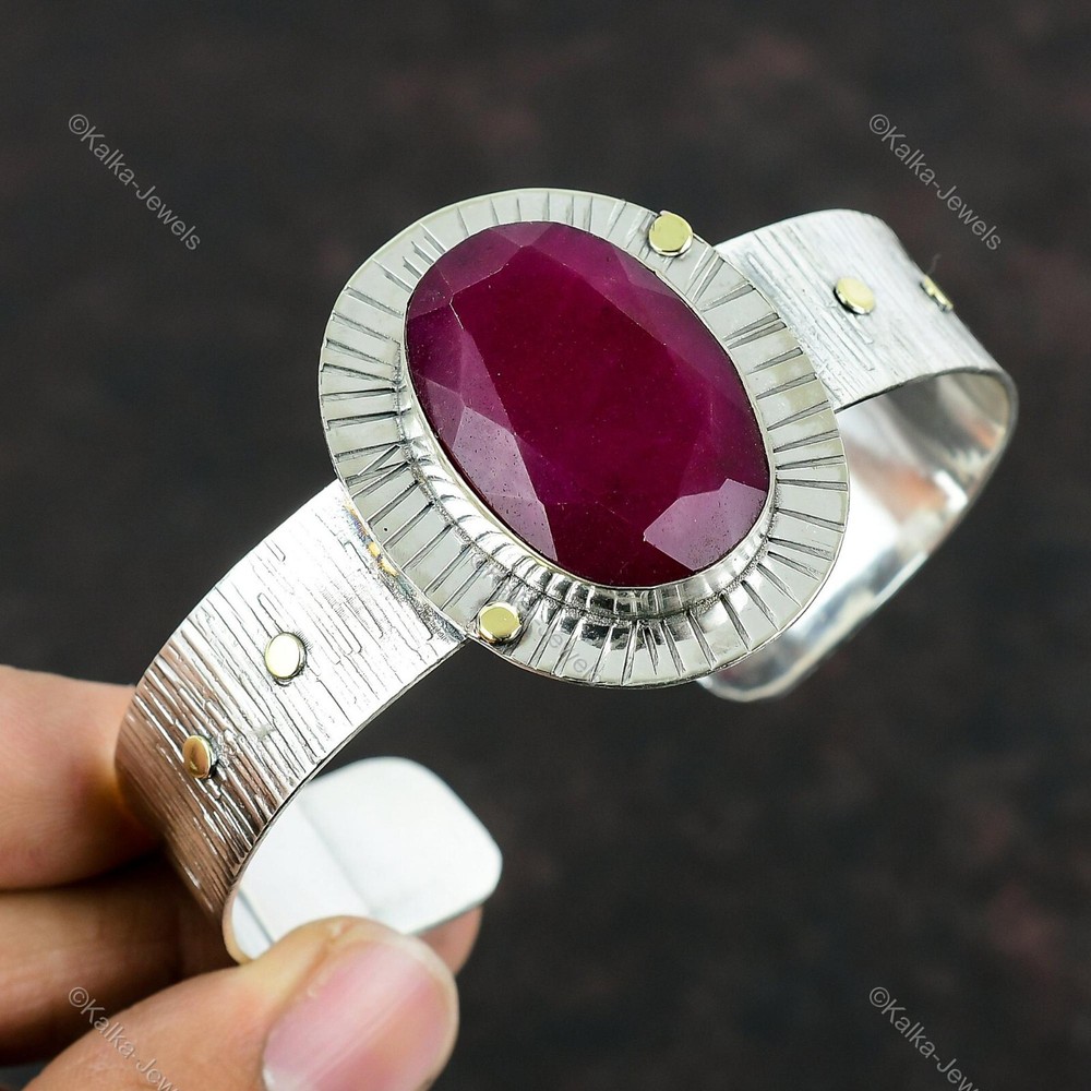 Mothers Day 925 Silver Kashmir Ruby Stone Anniversary Bangle-image