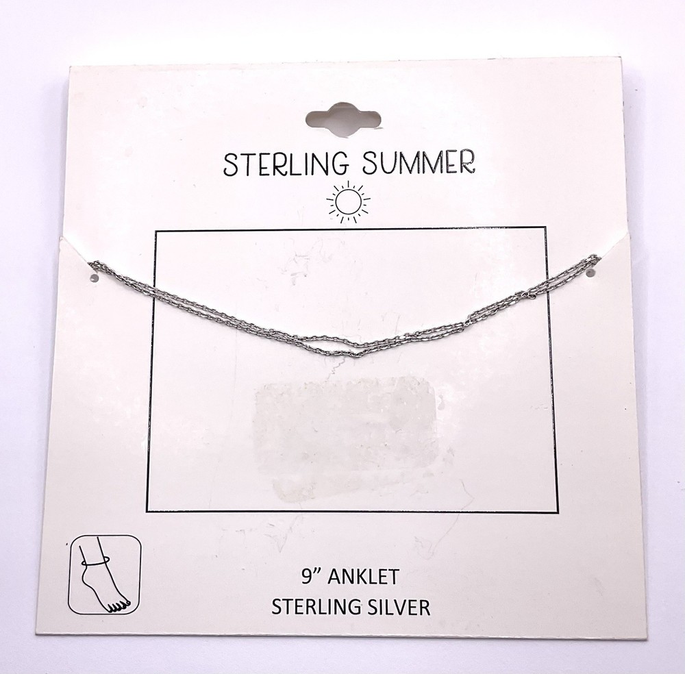 Kohls Sterling Silver 925 Double Chain Anklet 9 Inch Summer Jewelry