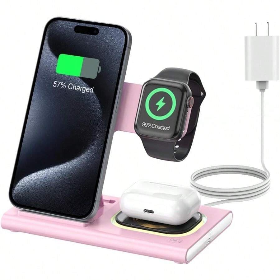 3 In 1 Foldable Charging Station For Apple Products,Portable Fast Wireless Charg