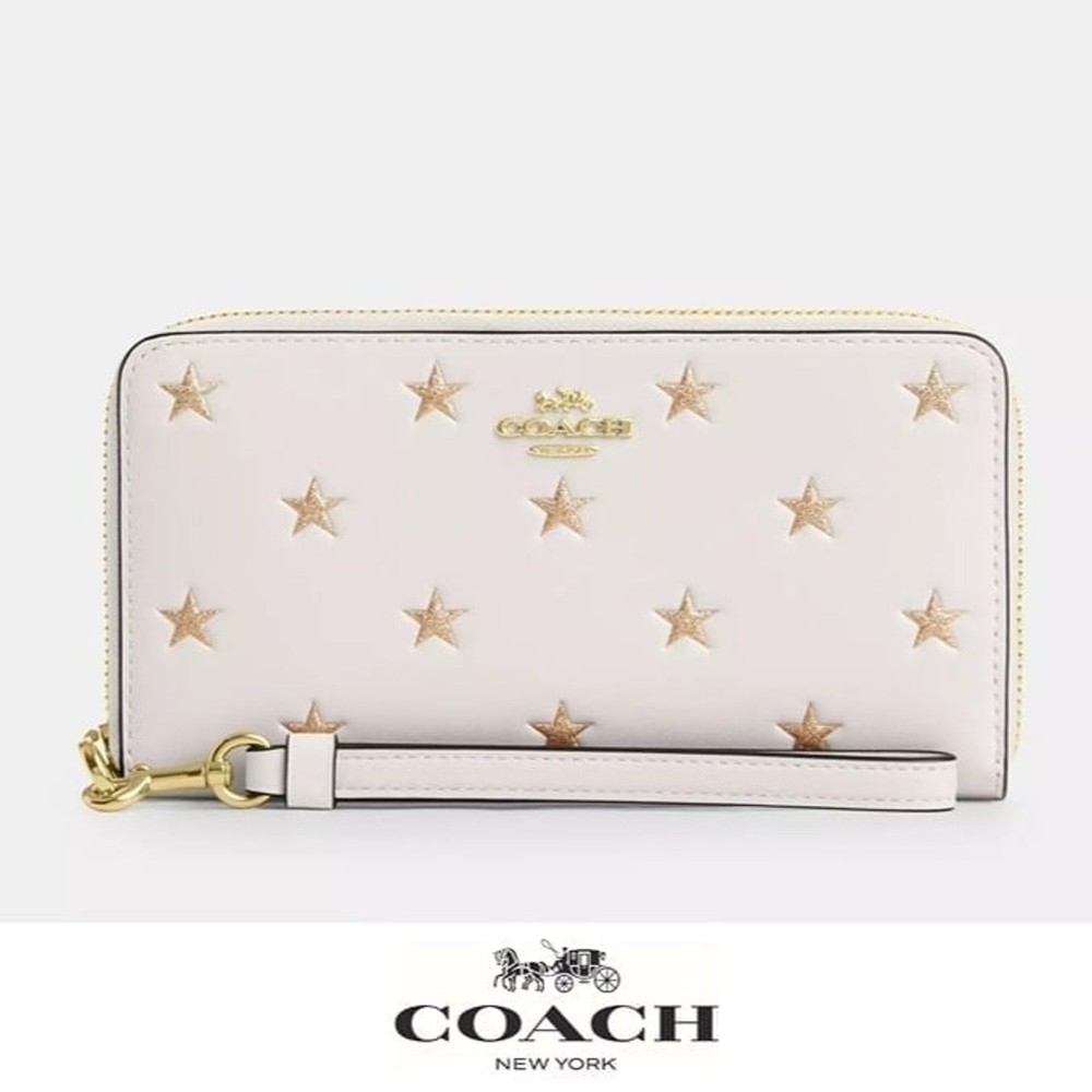 NWT Coach Star Print Long Zip Around Wallet