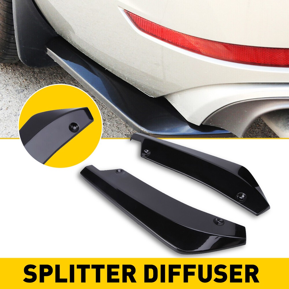 Universal Car Bumper Spats Rear Lip Splitter Canard Diffuser Spoiler Gloss Black