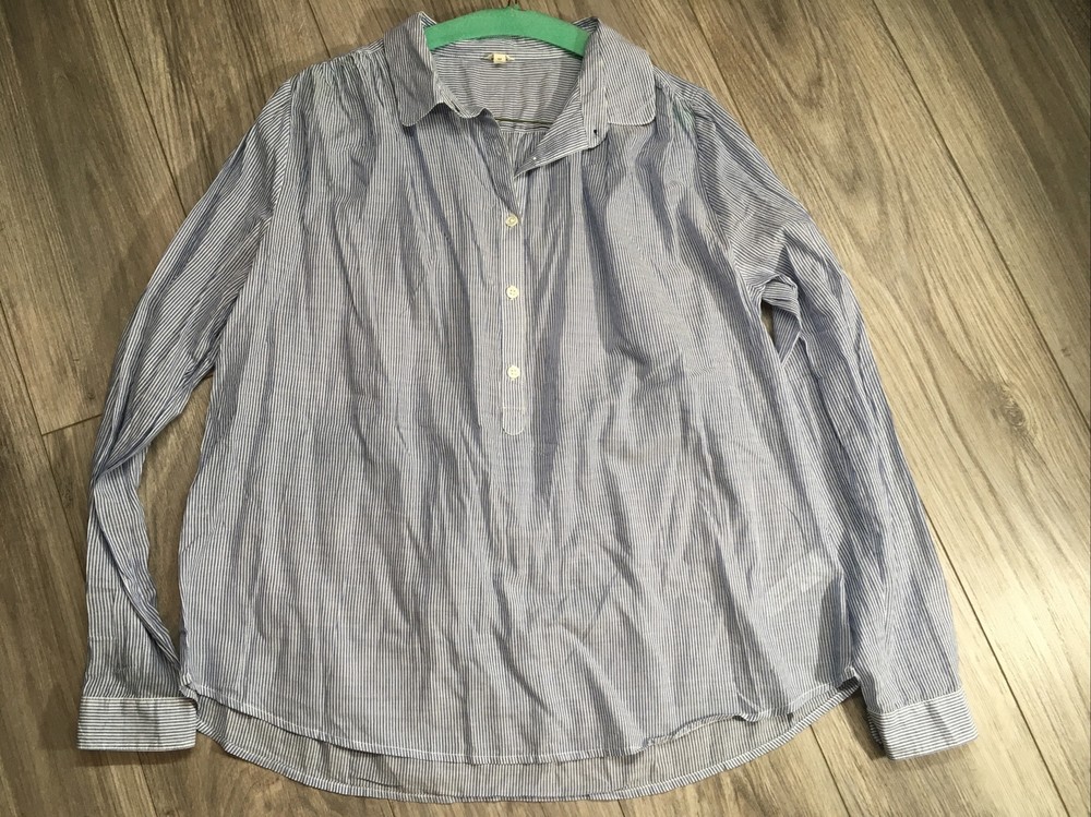 J.Crew Shirt Stripes Blue And White Long Sleeve Size M 100% Cotton