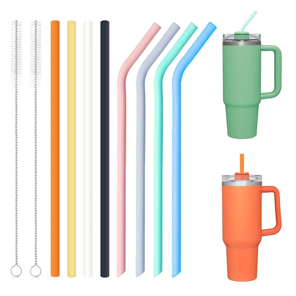 8 Pack Multicolor Silicone Stanley Straw Replacement 40 oz 30 oz,Reusable Lon...