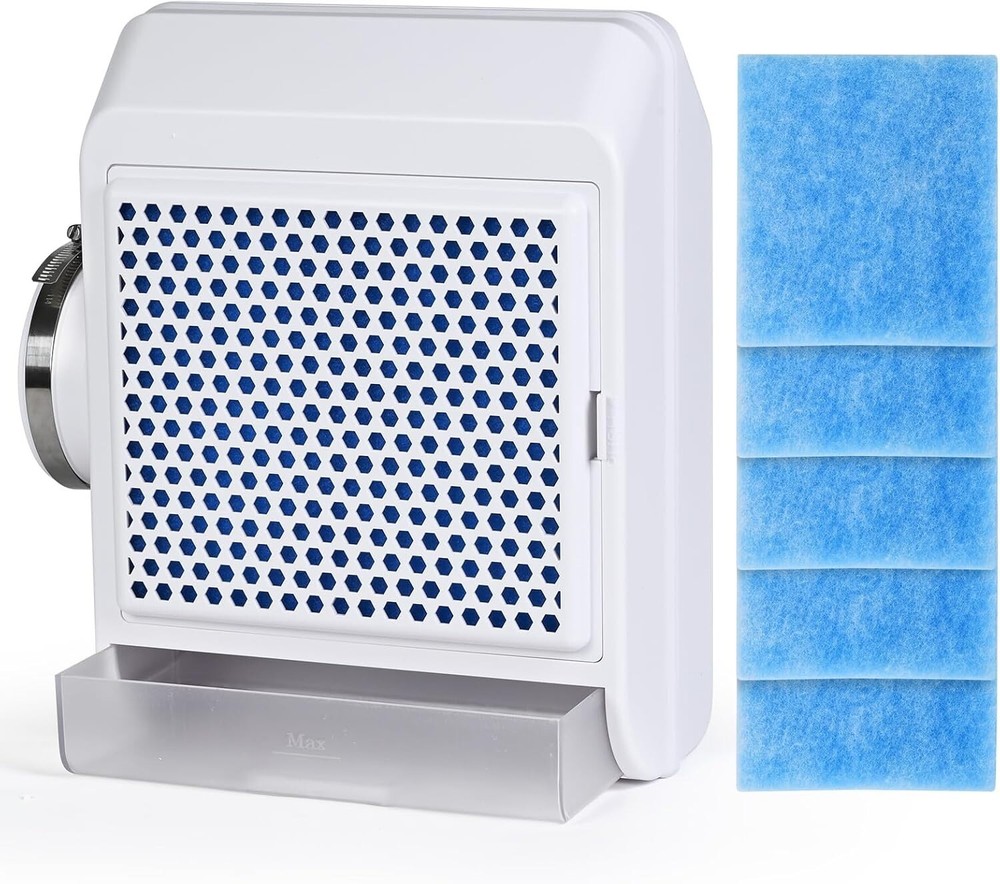 Indoor Dryer Vent Filter Box with 5 Reusable Filters and Humidifying Drawer