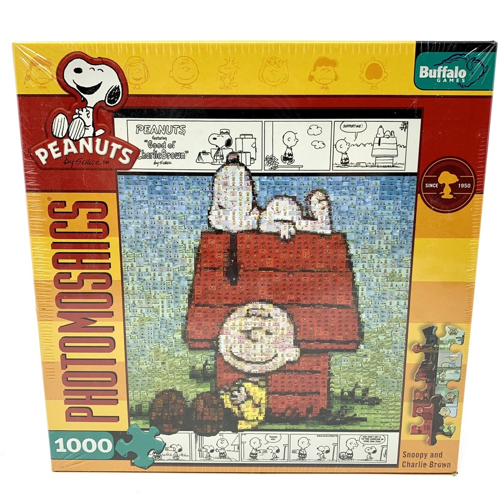 1000-Piece Peanuts Photomosaic Puzzle Featuring Snoopy & Charlie Brown with Bonus Poster