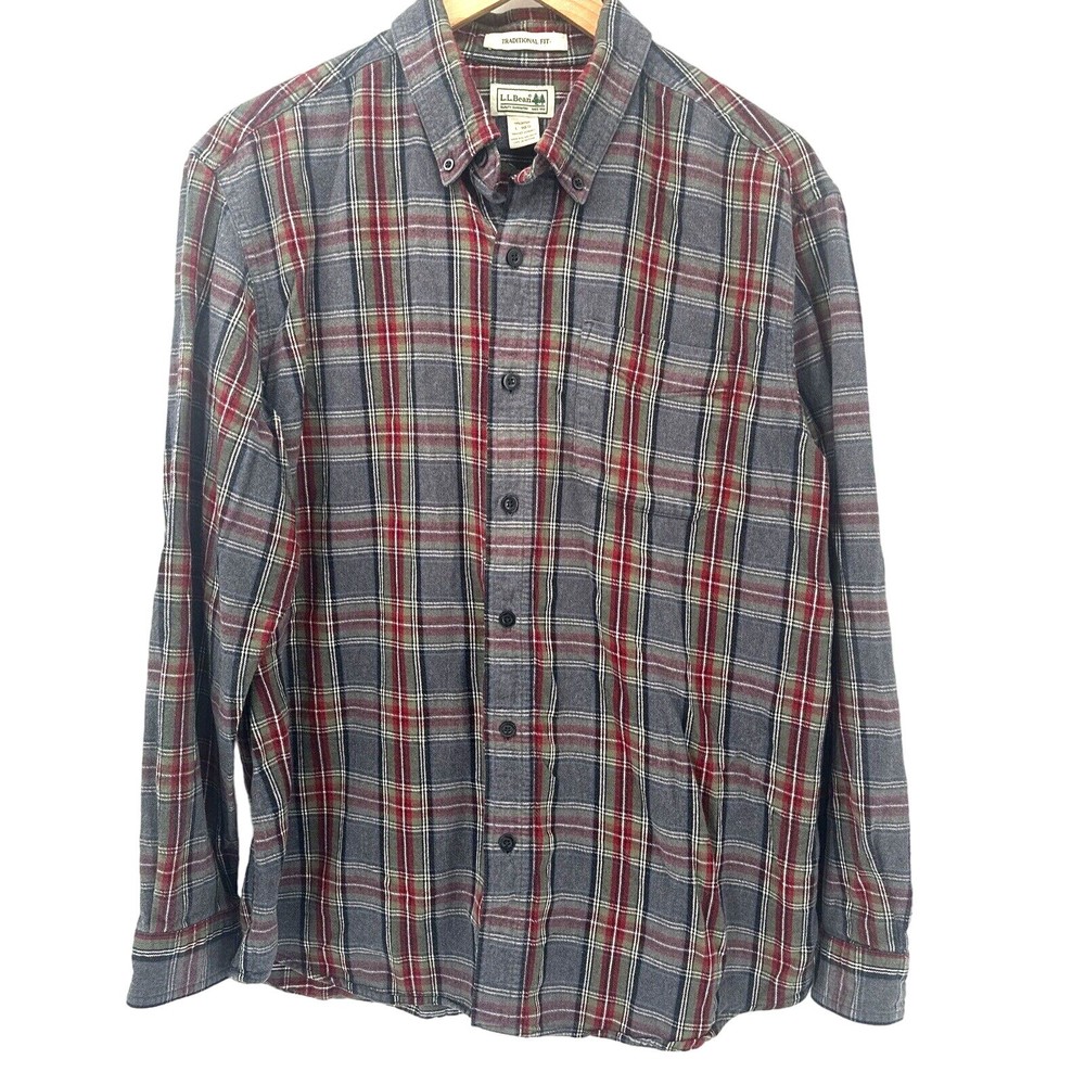 LL Bean Shirt Mens Large Plaid Flannel Traditional Fit Button Down Long Sleeve