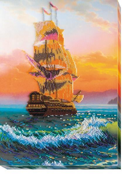 Bead embroidery kit On the waves needlework kit Art canvas beadwork pattern