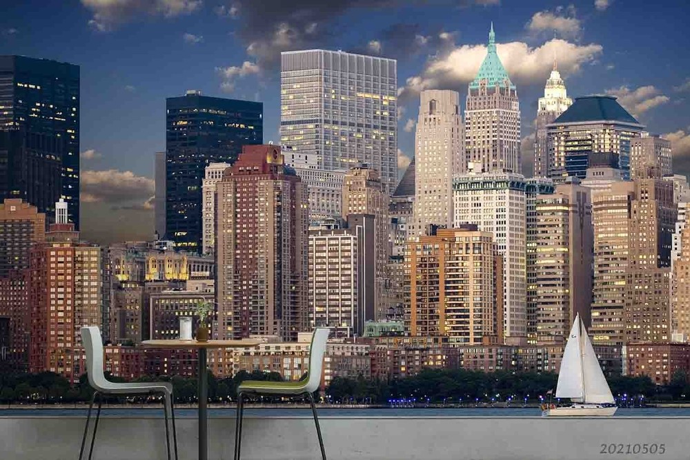 3D City Architecture Night View Wall Murals Wallpaper Murals Wall Sticker