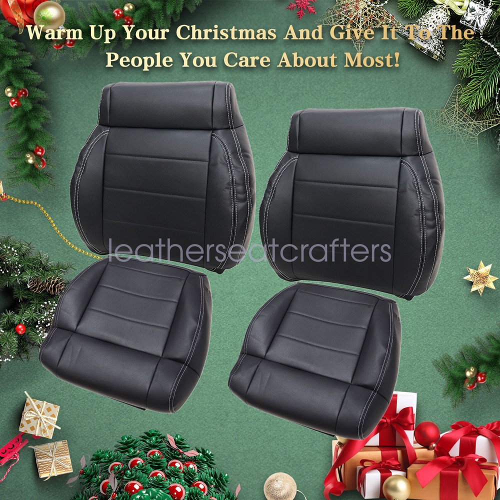 Driver & Passenger Leather Seat Cover Black ALX9 For Jeep Wrangler 2008-2012