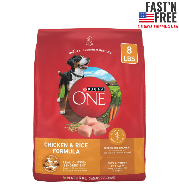 Purina One Dry Dog Food for Adult Dogs High Protein, Real Chicken & Rice, 8 lb