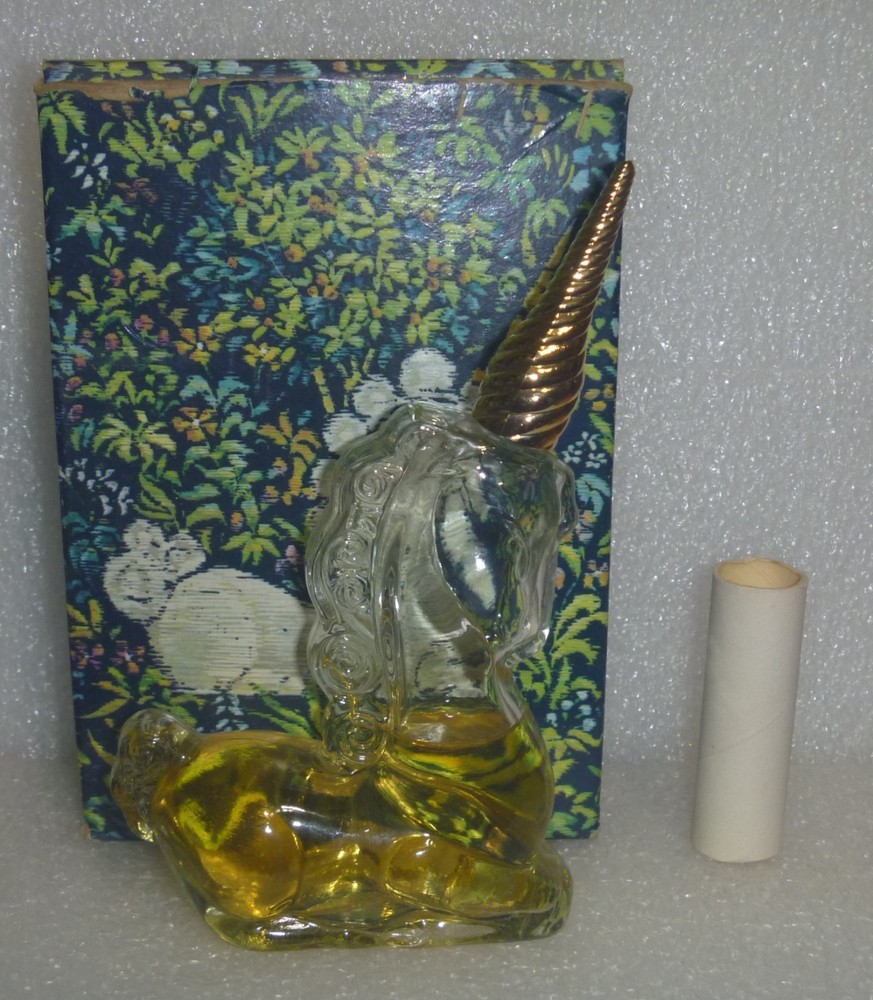 Vintage Avon Unicorn Perfume Bottle Goldtone Horn, 5.5