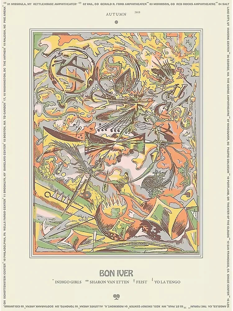 Bon Iver Fall Tour Poster for Home and Wall Decor