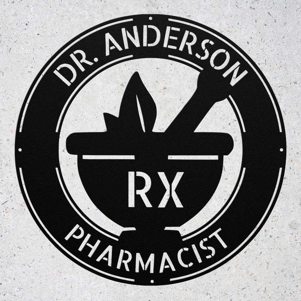 Custom Pharmacist Metal Sign Personalized Pharmacy Office Wall Decor Gift